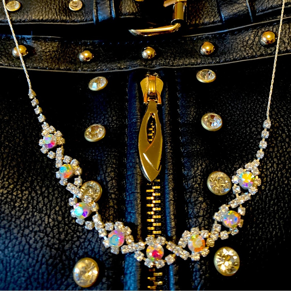 Necklace, Faux Crystal Stones, length is 9”